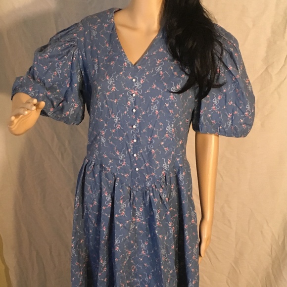 Vintage multicolor blue hand sewn dress size 12 - Picture 5 of 5